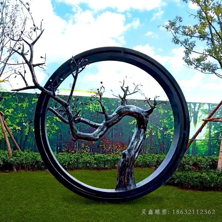 不锈钢树枝圆环城市雕塑
