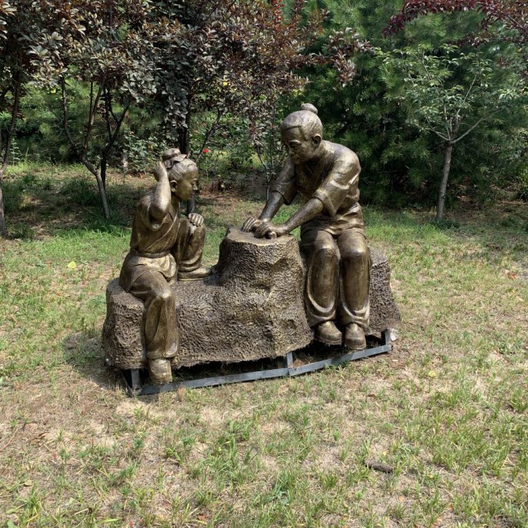 铁杵磨成针广场人物铜雕