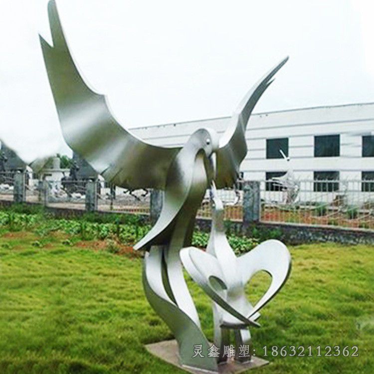 不锈钢镜面鸽子公园雕塑