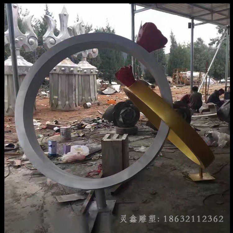 不锈钢戒指景区景观雕塑