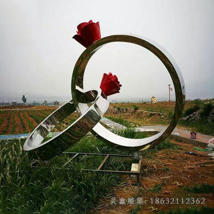 不锈钢戒指别墅景观雕塑
