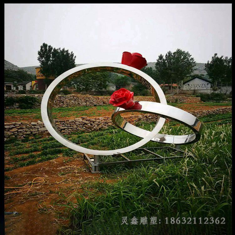 不锈钢戒指商场景观雕塑
