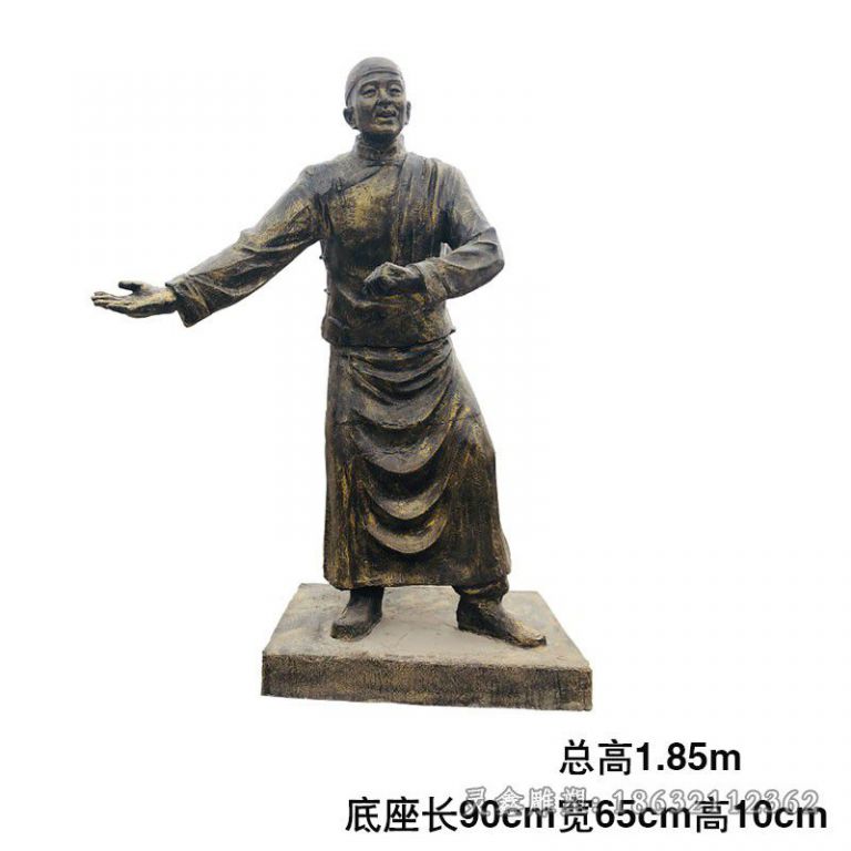 店小二迎宾户外铜雕
