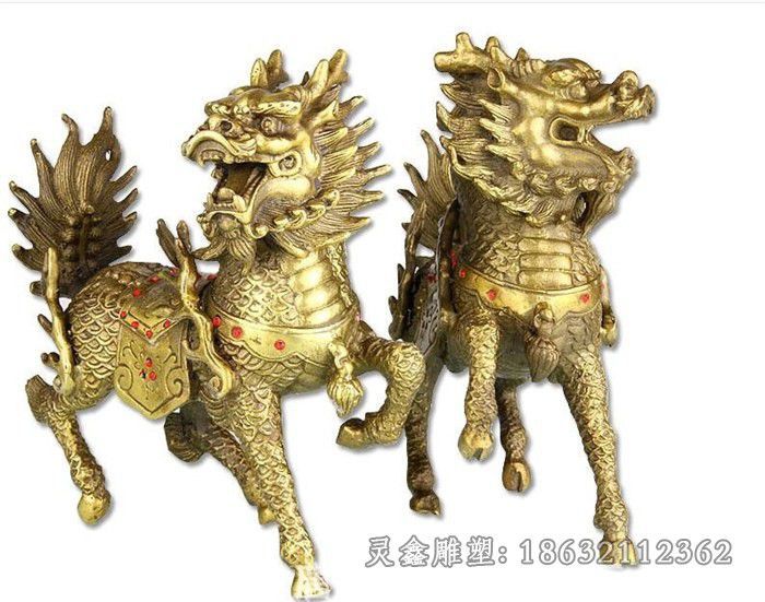 金色麒麟庭院景观铜雕