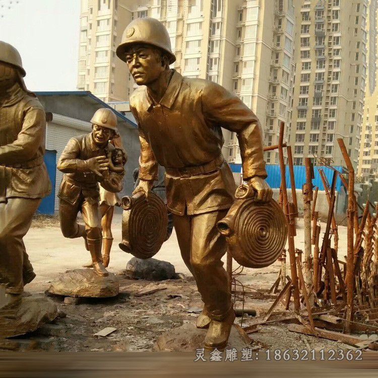 救人消防员广场铜雕