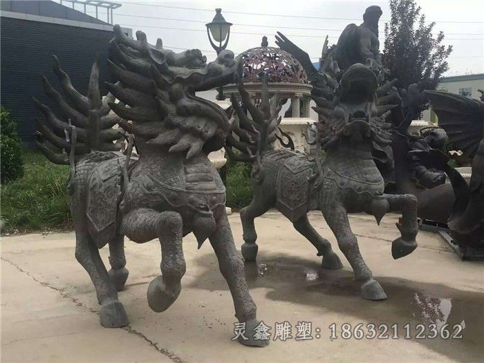 抬腿麒麟校园景观铜雕