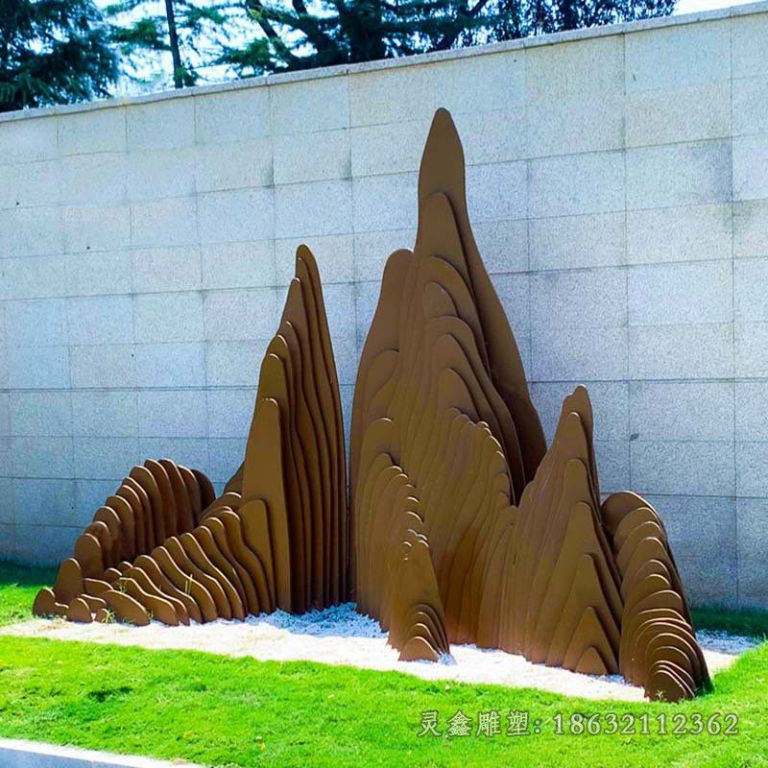 不锈钢古铜色假山广场雕塑
