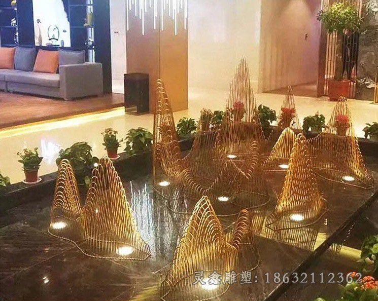 不锈钢发光假山城市雕塑
