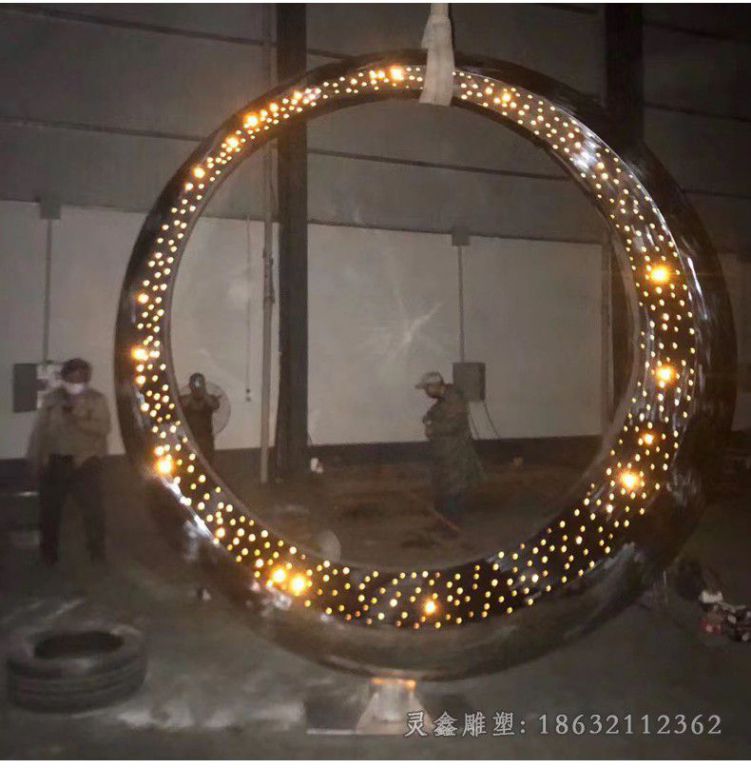 不锈钢发光月亮校园雕塑