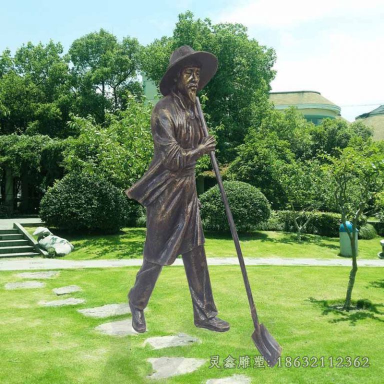 农耕播种插秧商场铜雕