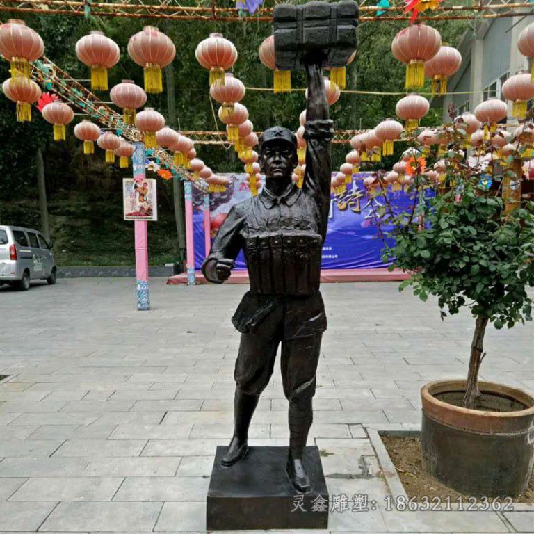 董存瑞校园人物铜雕