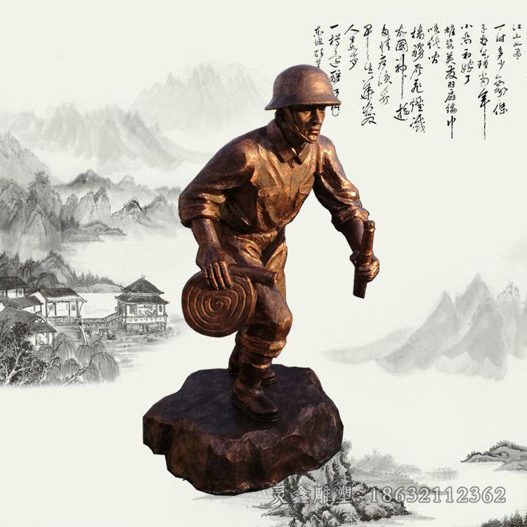 救火消防员户外铜雕