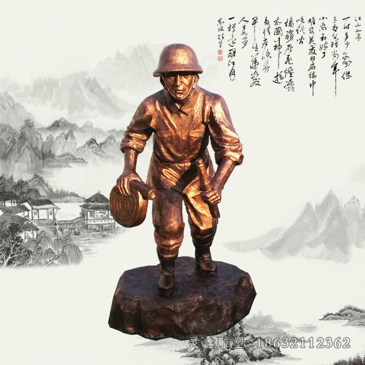 救火消防员庭院铜雕