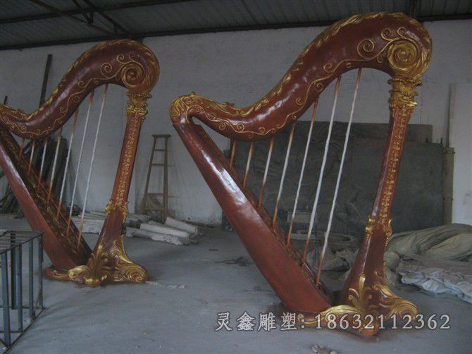乐器竖琴广场景观铜雕