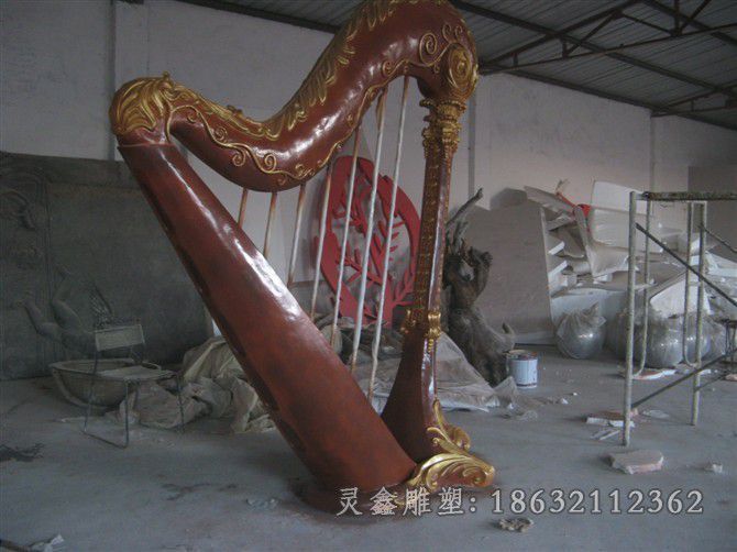 乐器竖琴校园景观铜雕