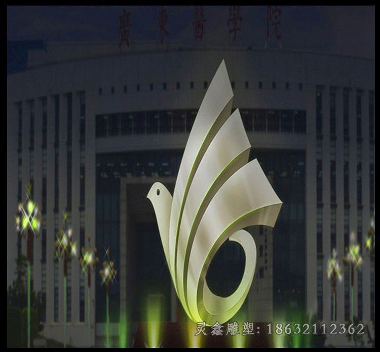 不锈钢抽象鸽子动物雕塑