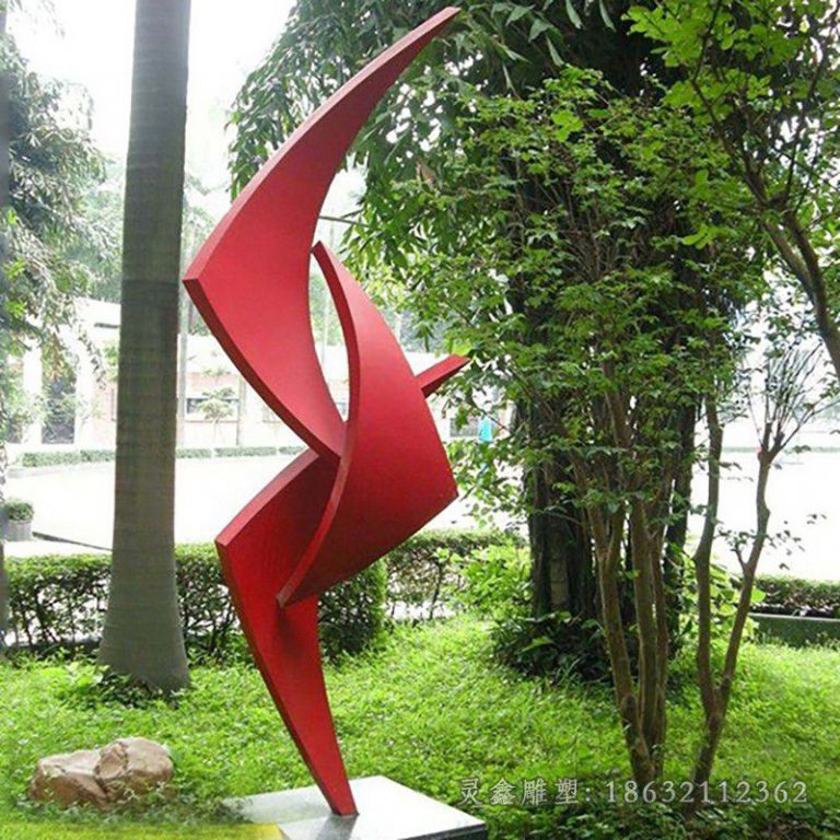 不锈钢红色公园标志雕塑