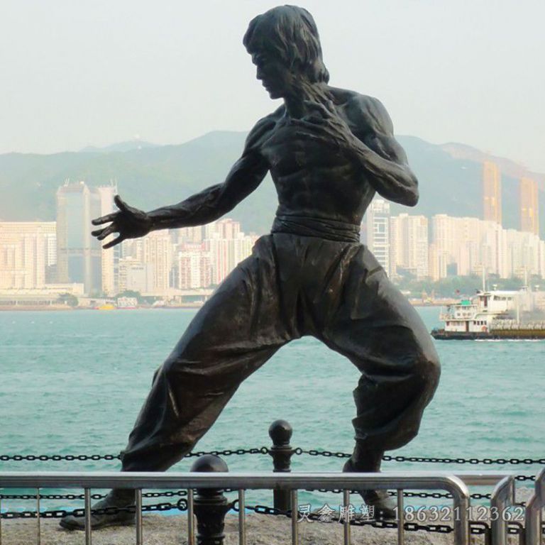 李小龙校园人物铜雕