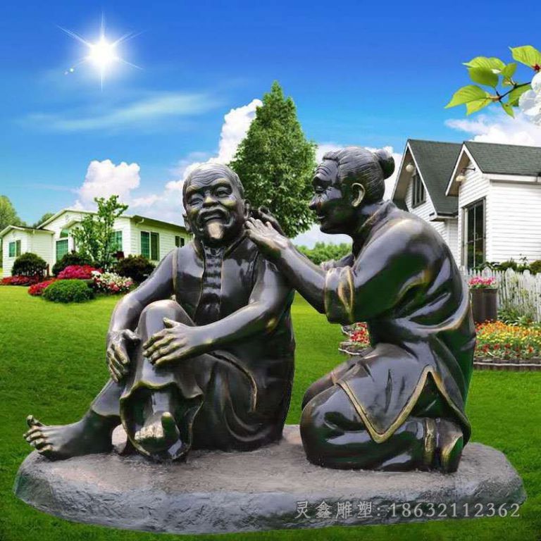 民俗掏耳朵校园人物铜雕