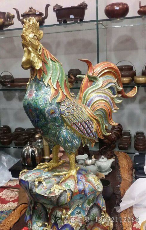 彩绘公鸡城市景观铜雕