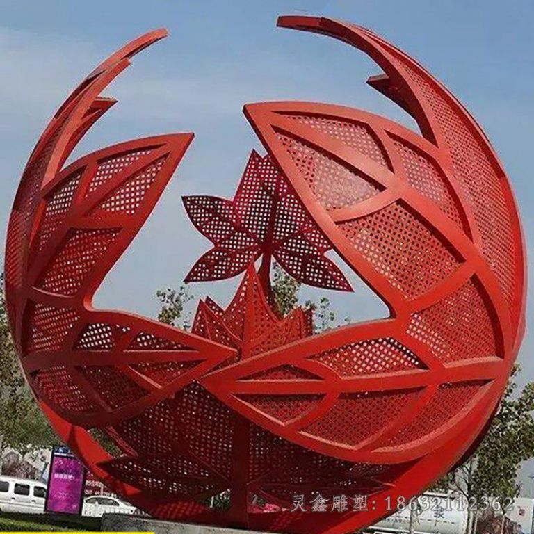 不锈钢枫叶球公园景观雕塑