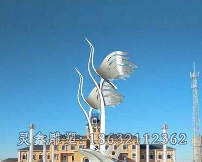 抽象仙鹤城市不锈钢雕塑