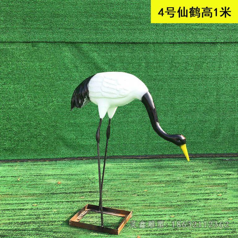 不锈钢低头仙鹤城市雕塑