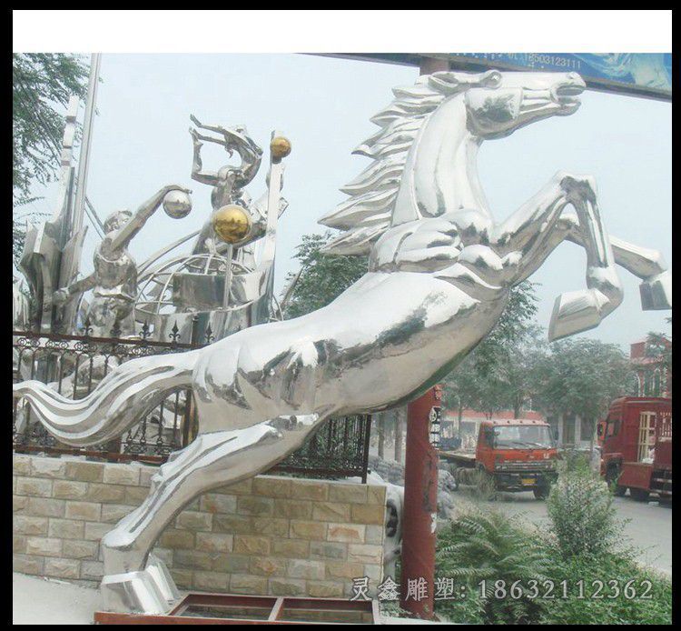 不锈钢飞马公园景观雕塑