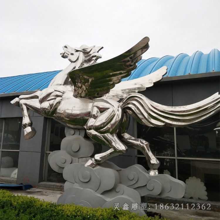 不锈钢展翅飞马城市雕塑