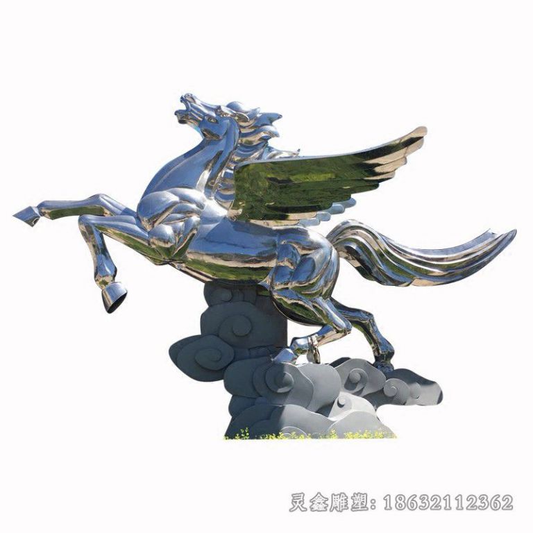 不锈钢展翅飞马校园雕塑