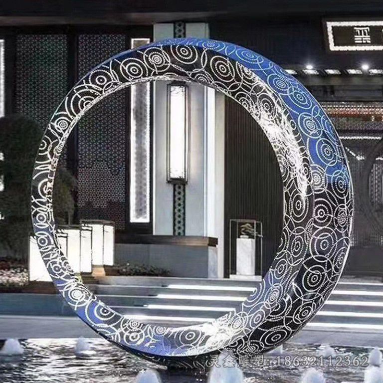 不锈钢发光圆环城市雕塑