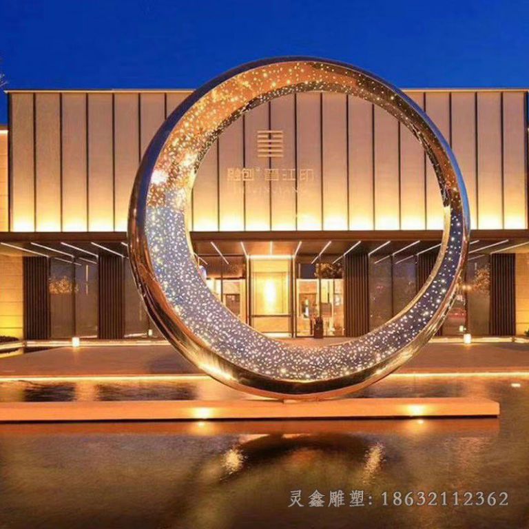 不锈钢发光圆环景区雕塑