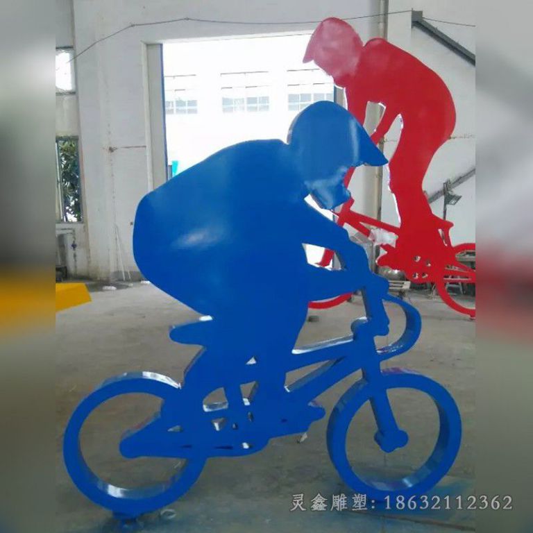不锈钢彩绘自行车户外雕塑