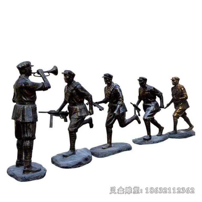 拿枪红军景区人物铜雕