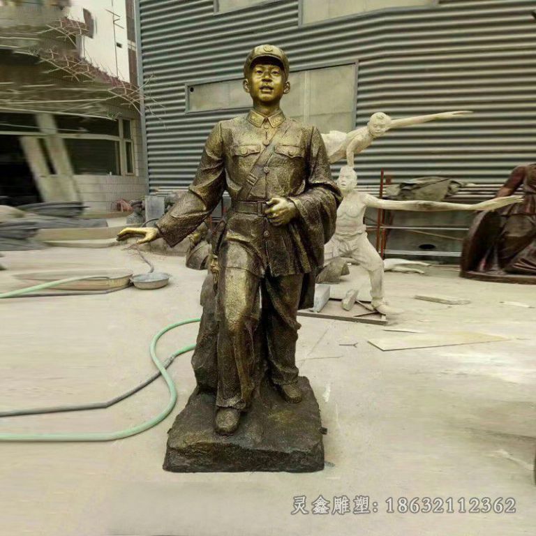 现代名人雷锋街边铜雕