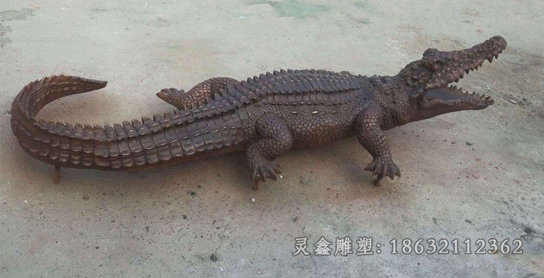 鳄鱼动物景观城市铜雕
