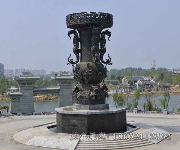 古代酒樽广场景观铜雕