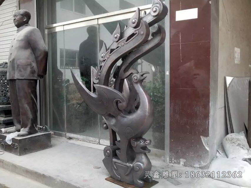 抽象凤凰公园景观铜雕