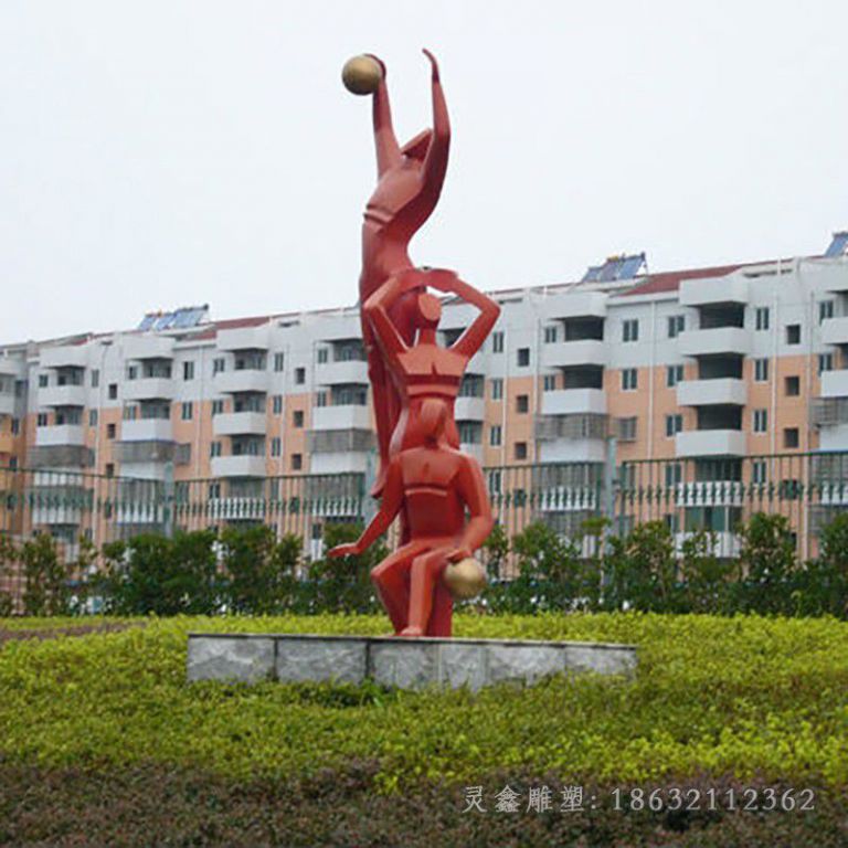 不锈钢打篮球校园雕塑