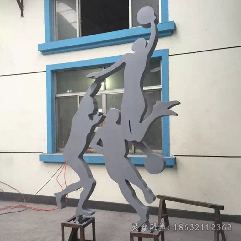 不锈钢打篮球公园雕塑
