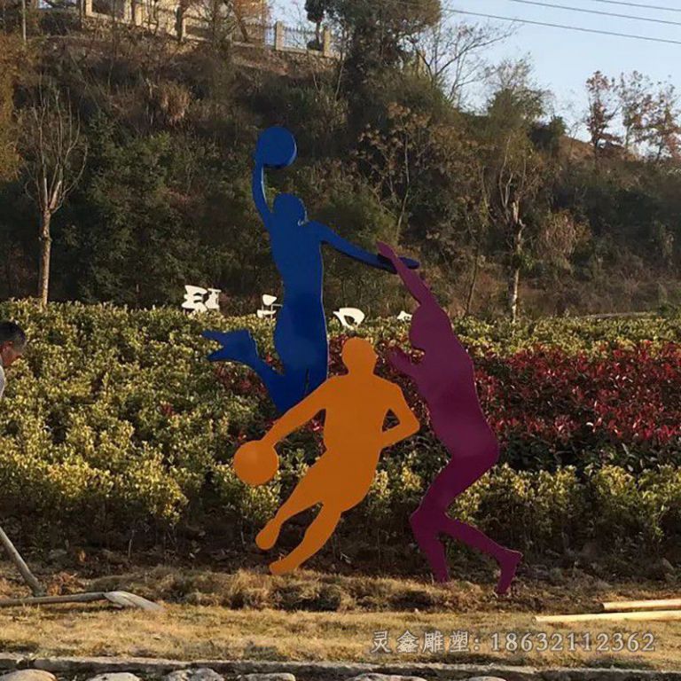 不锈钢打篮球园林雕塑