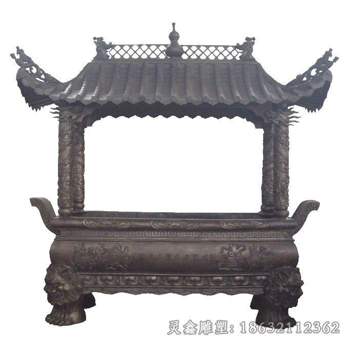 方形四足香炉景观铜雕