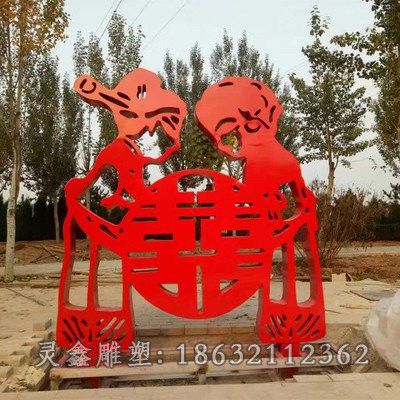 不锈钢红色剪纸景区雕塑