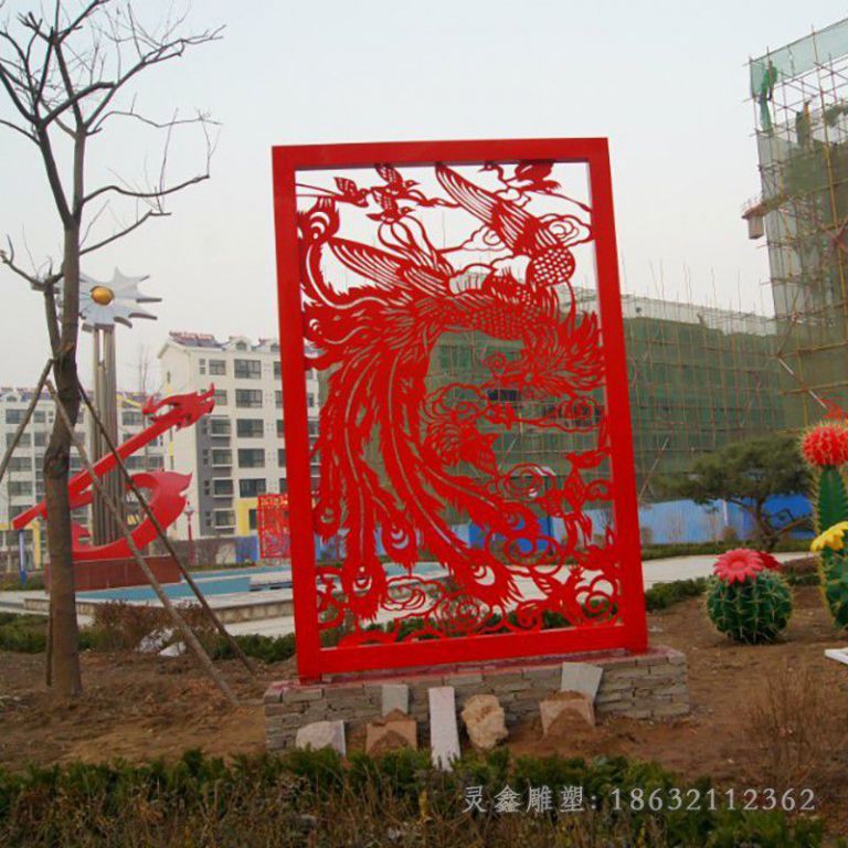 不锈钢广场红色剪纸雕塑