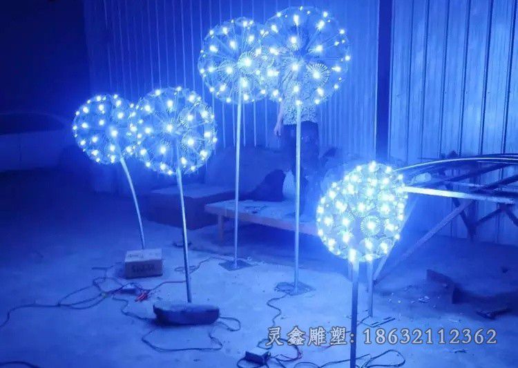不锈钢发光蒲公英城市雕塑
