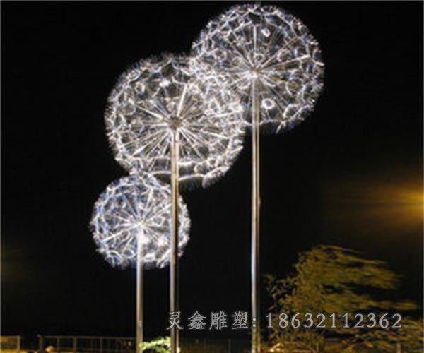 不锈钢发光蒲公英小区雕塑