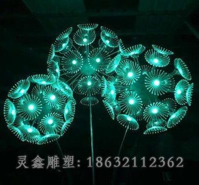 不锈钢发光蒲公英景区雕塑
