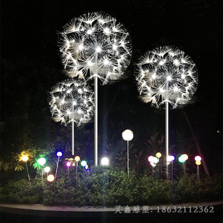 不锈钢发光蒲公英商场雕塑