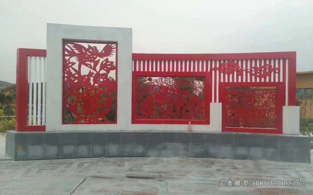 不锈钢红色剪纸艺术雕塑