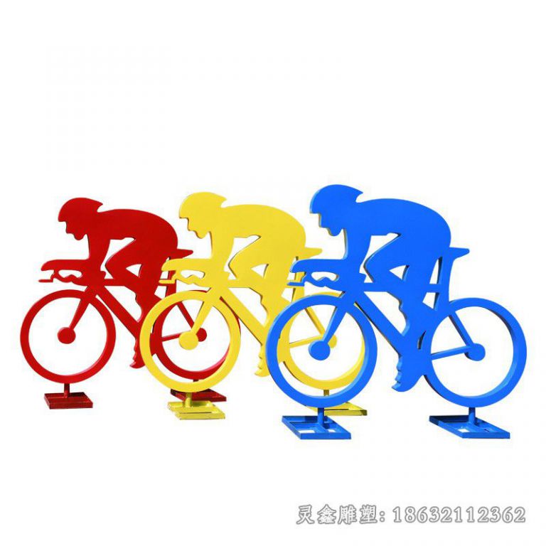 不锈钢自行车户外彩绘雕塑